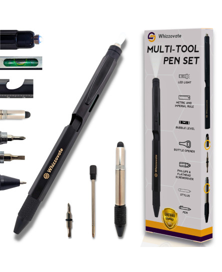 Multi Tool Pen 9 in 1 - Ideal stocking filler present for Him - Pen Gift Set